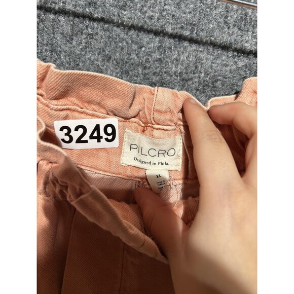 Pilcro Pants Womens XL Pink Paperbag Wide Leg Crop Twill Elastic Waist Casual - Picture 6 of 8